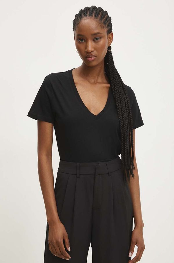 Answear Lab Pamučna majica Answear Lab za žene, boja: crna