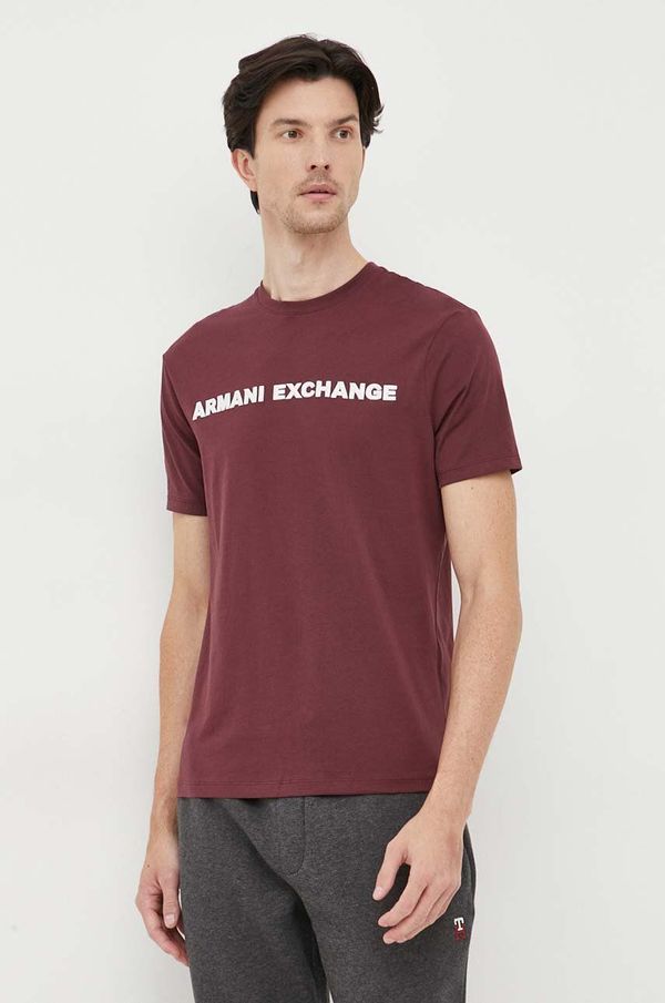 Armani Exchange Pamučna majica Armani Exchange boja: bordo, s aplikacijom