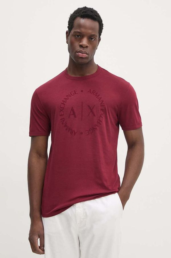 Armani Exchange Pamučna majica Armani Exchange boja: bordo, s tiskom