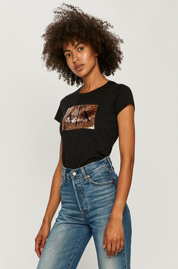 Armani Exchange Pamučna majica Armani Exchange boja: crna