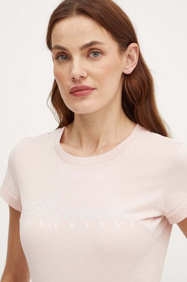 Armani Exchange Pamučna majica Armani Exchange boja: ružičasta