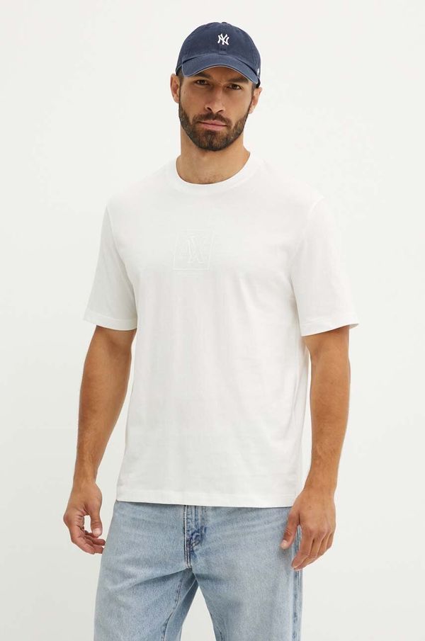 Armani Exchange Pamučna majica Armani Exchange za muškarce, boja: bijela, s aplikacijom, 6DZTLE ZJ9JZ
