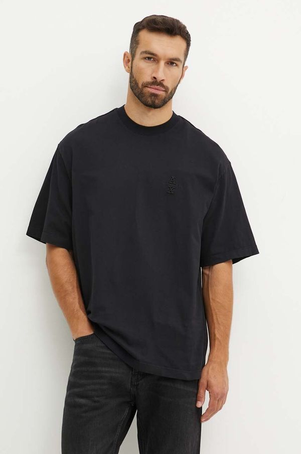Armani Exchange Pamučna majica Armani Exchange za muškarce, boja: crna, bez uzorka, 6DZTLJ ZJYJZ
