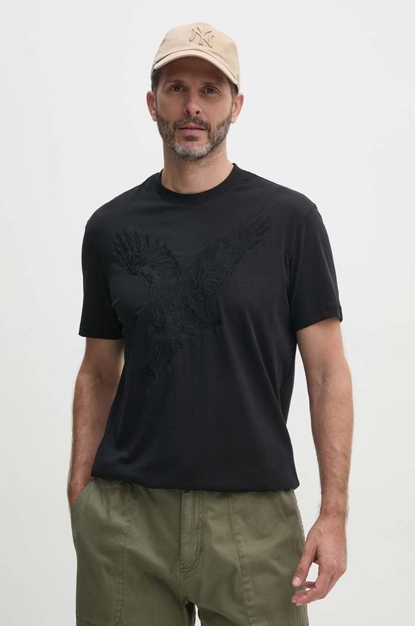 Armani Exchange Pamučna majica Armani Exchange za muškarce, boja: crna, s aplikacijom, 6DZTAD ZJ9TZ