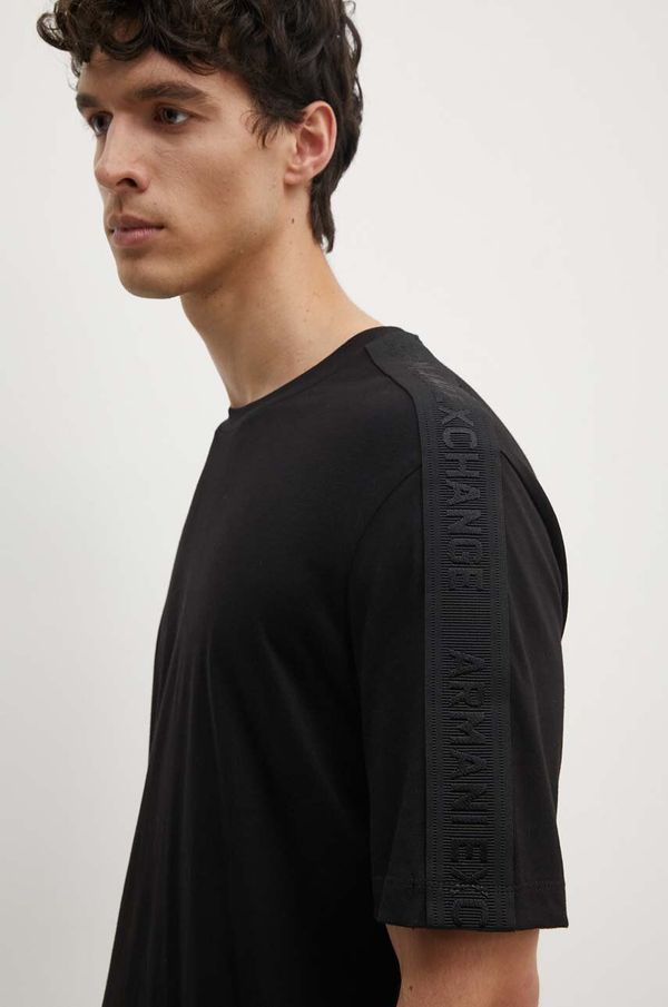Armani Exchange Pamučna majica Armani Exchange za muškarce, boja: crna, s aplikacijom, 6DZTLA ZJ9JZ