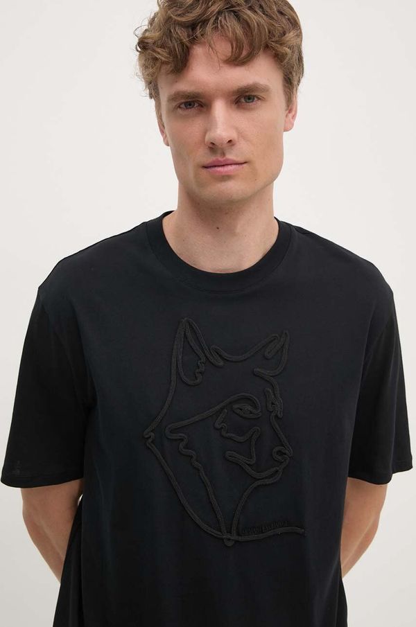 Armani Exchange Pamučna majica Armani Exchange za muškarce, boja: crna, s aplikacijom, XM000044 AF10334