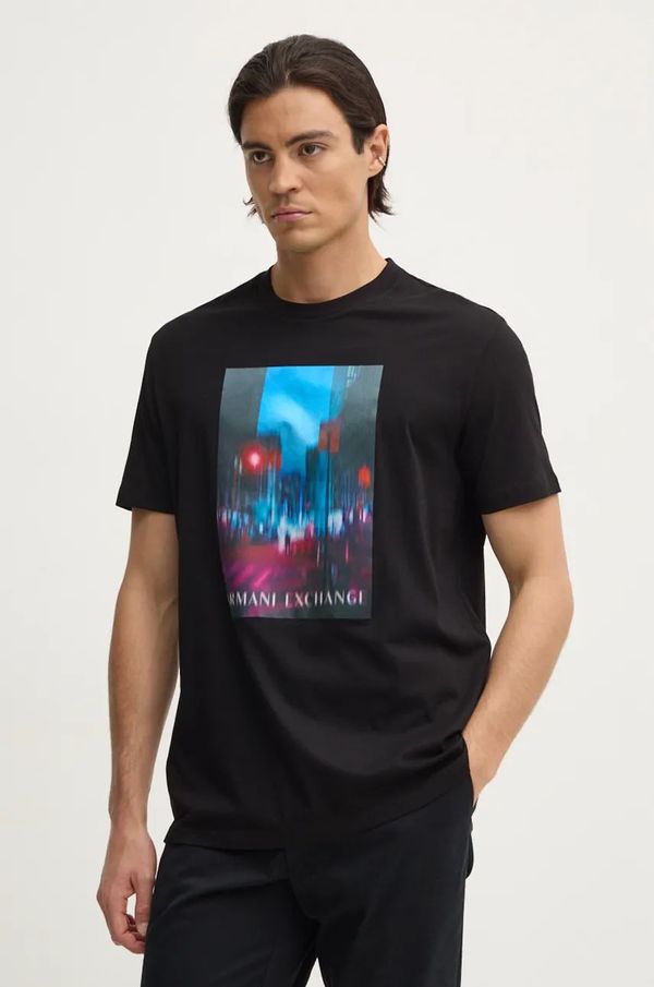 Armani Exchange Pamučna majica Armani Exchange za muškarce, boja: crna, s aplikacijom, XM000058 AF10356