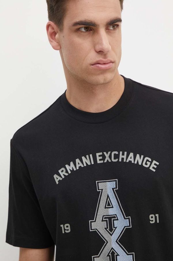 Armani Exchange Pamučna majica Armani Exchange za muškarce, boja: crna, s tiskom, 6DZTLR ZJLFZ