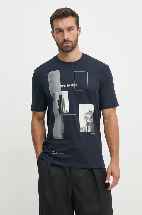 Armani Exchange Pamučna majica Armani Exchange za muškarce, boja: tamno plava, s tiskom, 6DZTHZ ZJBYZ