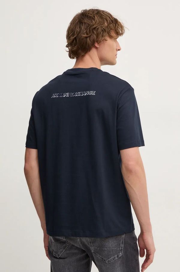 Armani Exchange Pamučna majica Armani Exchange za muškarce, boja: tamno plava, s tiskom, 6DZTJV ZJLFZ