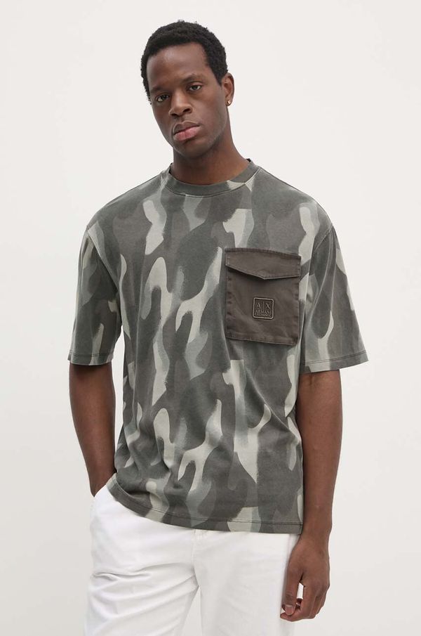 Armani Exchange Pamučna majica Armani Exchange za muškarce, boja: zelena, s uzorkom, 6DZMHC ZJNJZ