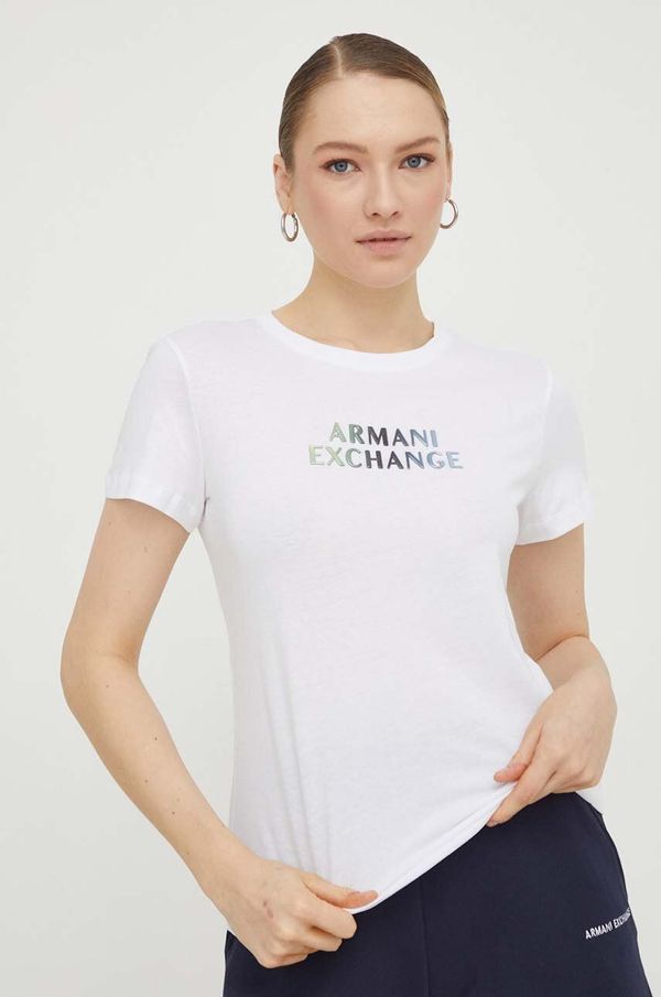 Armani Exchange Pamučna majica Armani Exchange za žene, boja: bijela, 3DYT14 YJDGZ