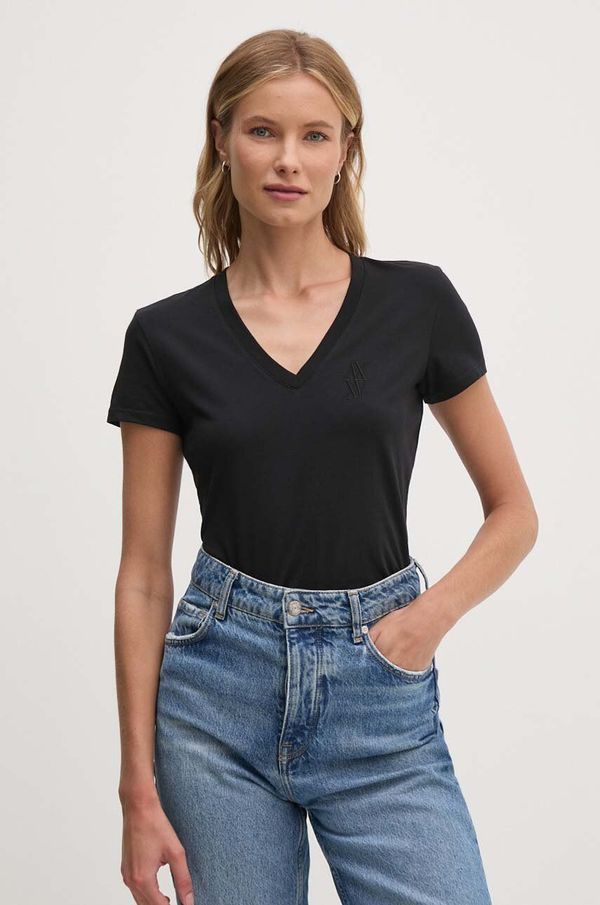 Armani Exchange Pamučna majica Armani Exchange za žene, boja: crna, 6DYT01 YJ8QZ