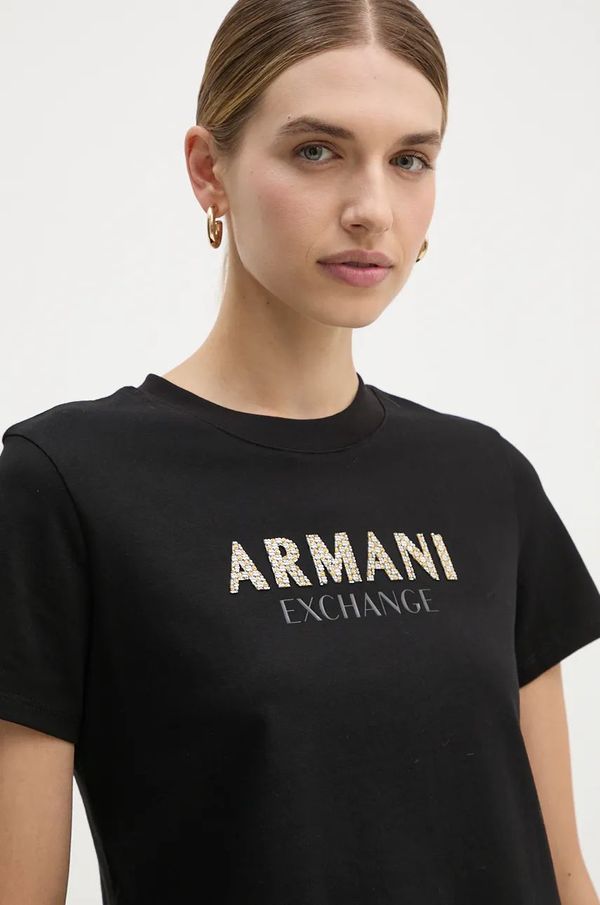 Armani Exchange Pamučna majica Armani Exchange za žene, boja: crna, 6DYT36 YJ7VZ