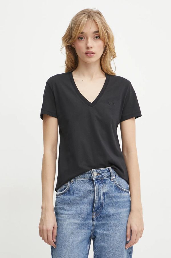 Armani Exchange Pamučna majica Armani Exchange za žene, boja: crna, 6DYT37 YJDGZ