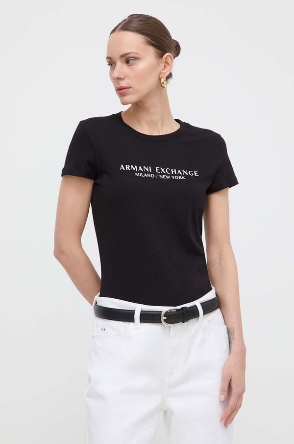 Armani Exchange Pamučna majica Armani Exchange za žene, boja: crna, 8NYTAB YJG3Z NOS