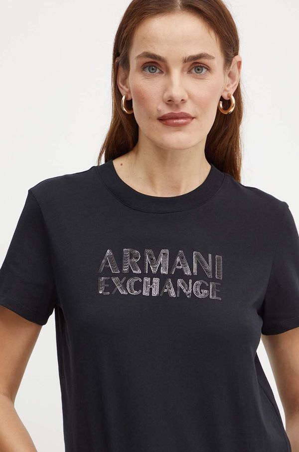 Armani Exchange Pamučna majica Armani Exchange za žene, boja: crna, XW000060 AF10354