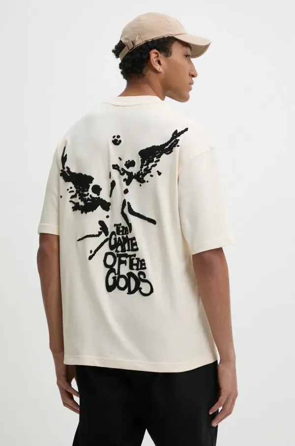 BALR. Pamučna majica BALR. Game of the Gods za muškarce, boja: bež, s aplikacijom, B1112 1262