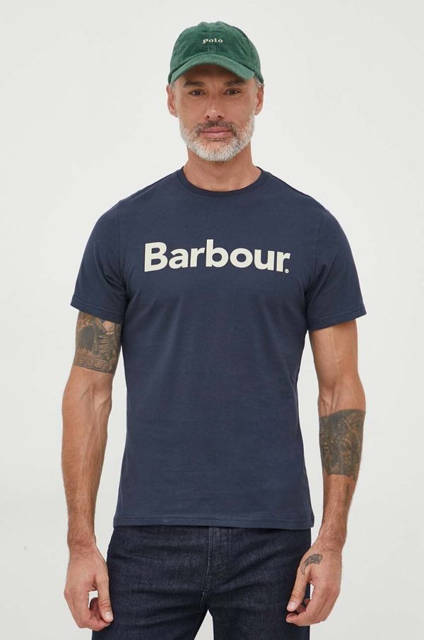 Barbour Pamučna majica Barbour boja: tamno plava, s tiskom