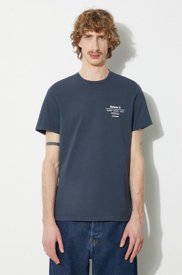 Barbour Pamučna majica Barbour Hickling Tee za muškarce, boja: tamno plava, s tiskom, MTS1269