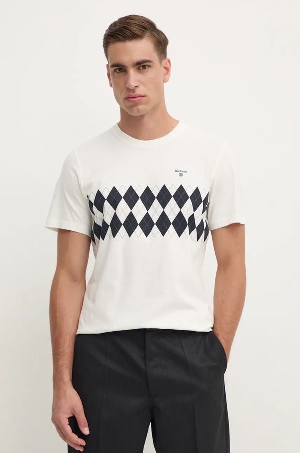 Barbour Pamučna majica Barbour za muškarce, boja: bež, s tiskom, MTS1331