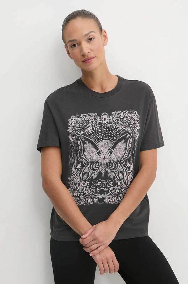 Billabong Pamučna majica Billabong Tropical Feelings za žene, boja: siva, EBJZT00334