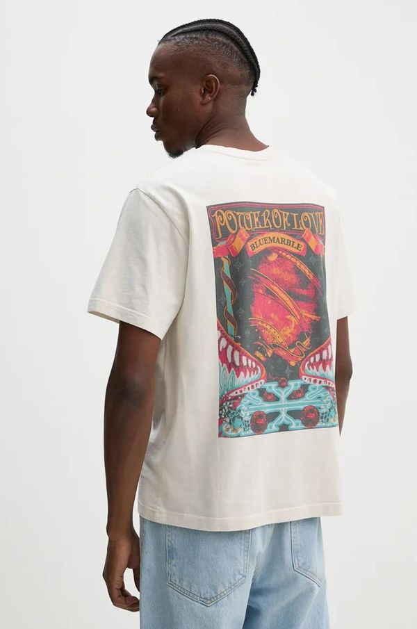 BLUEMARBLE Pamučna majica BLUEMARBLE za muškarce, boja: bež, s tiskom, TS35.JE28B24