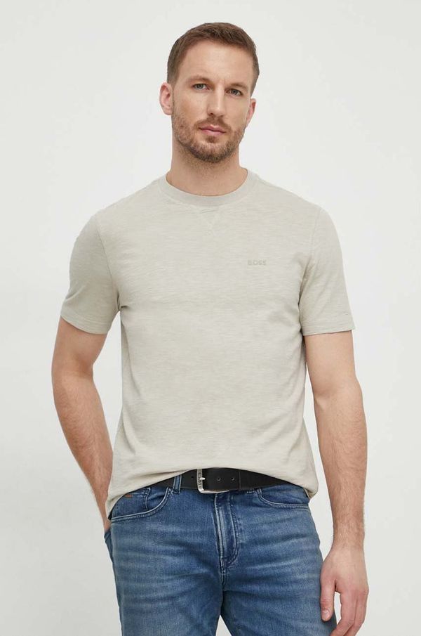 Boss Orange Pamučna majica Boss Orange za muškarce, boja: zelena, melanž, 50511158