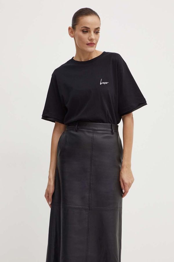 Boss Orange Pamučna majica Boss Orange za žene, boja: crna, 50520820