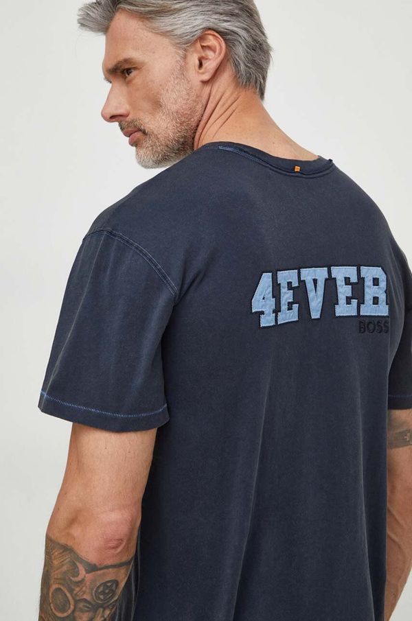 Boss Orange Pamučna majica Boss Orange za žene, boja: tamno plava