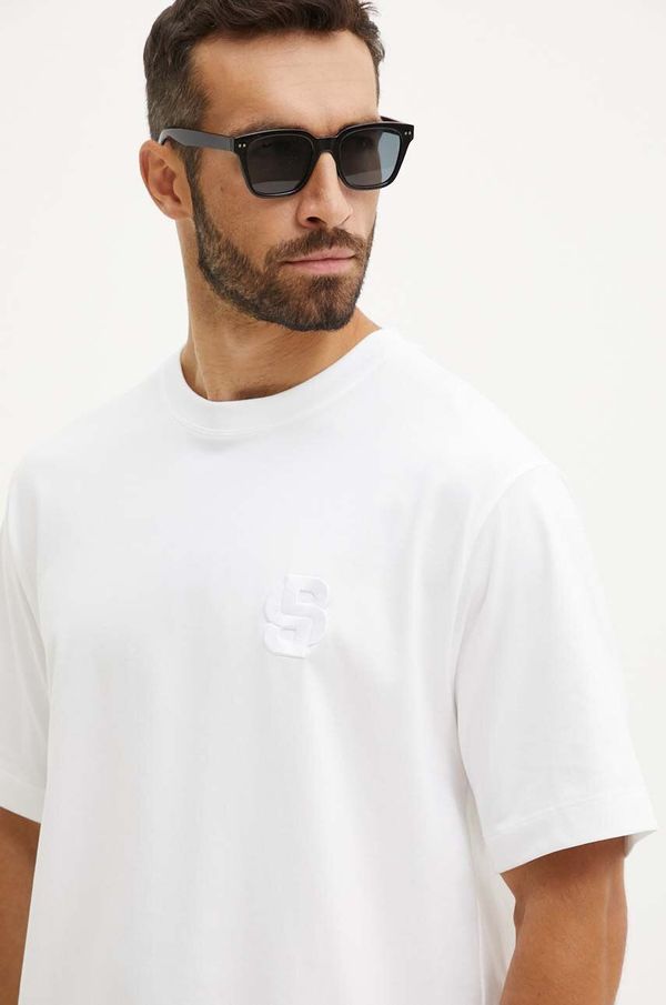 BOSS Pamučna majica BOSS za muškarce, boja: bijela, s aplikacijom, 50518743