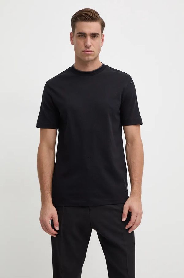 Boss Pamučna majica BOSS za muškarce, boja: crna, bez uzorka, 50524998