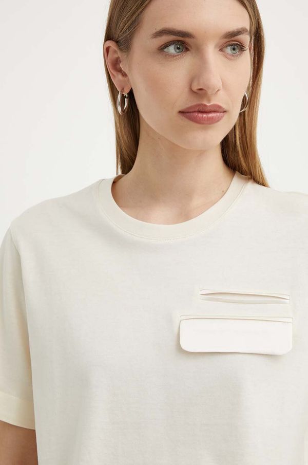 Boss Pamučna majica BOSS za žene, boja: bež, 50521741