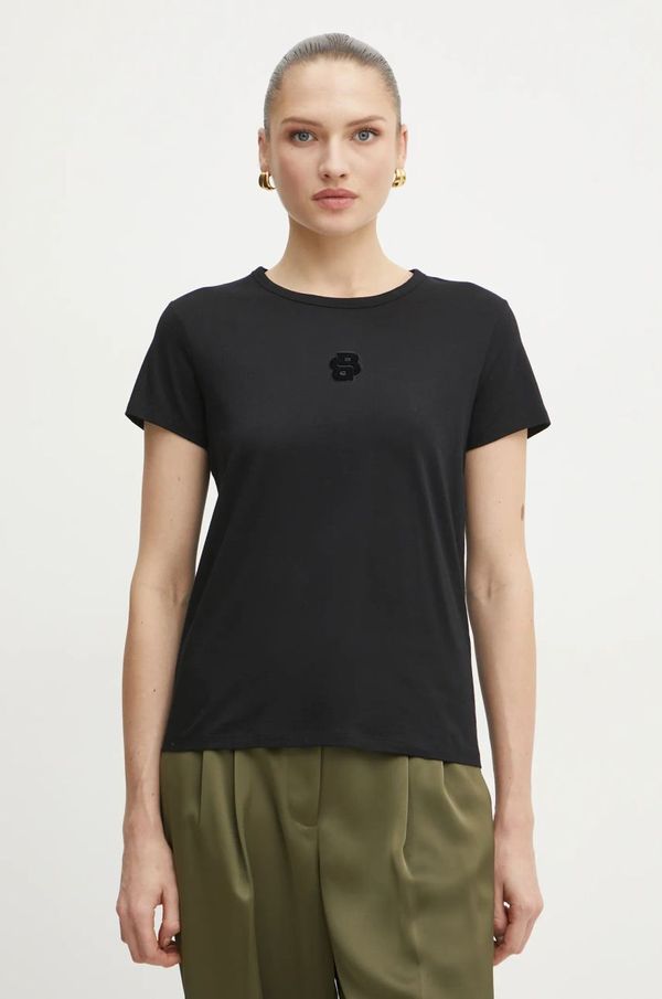 Boss Pamučna majica BOSS za žene, boja: crna, 50534800