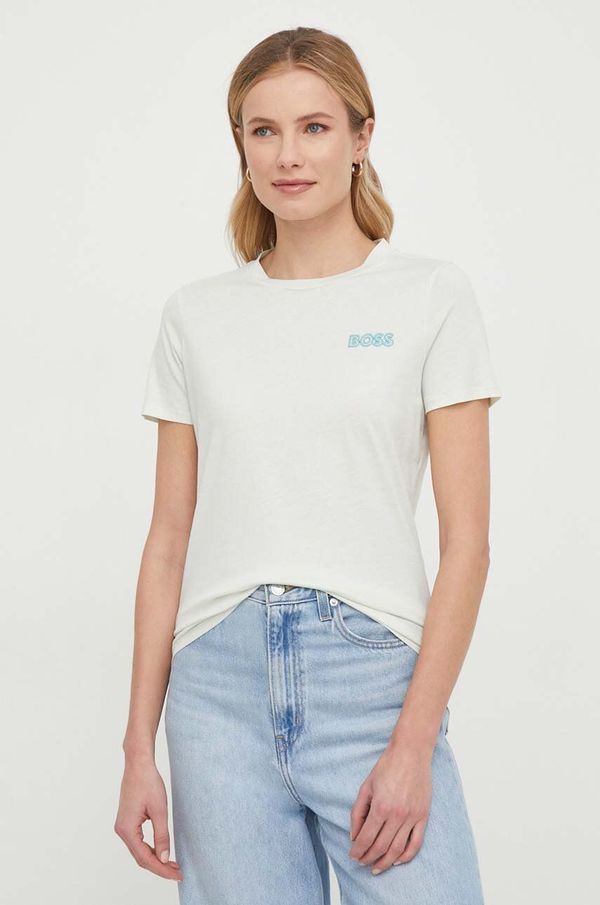 BOSS Pamučna majica BOSS za žene, boja: zelena, 50517925