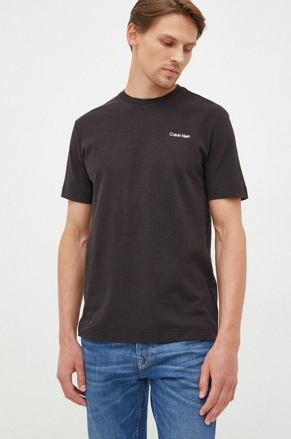 Calvin Klein Pamučna majica Calvin Klein boja: crna, jednobojni model
