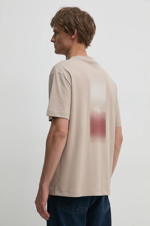 Calvin Klein Jeans Pamučna majica Calvin Klein Jeans za muškarce, boja: bež, s tiskom, J30J326860