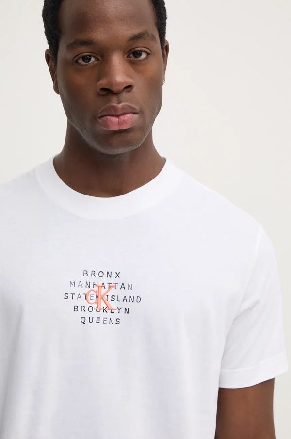 Calvin Klein Jeans Pamučna majica Calvin Klein Jeans za muškarce, boja: bijela, s tiskom, J30J326871