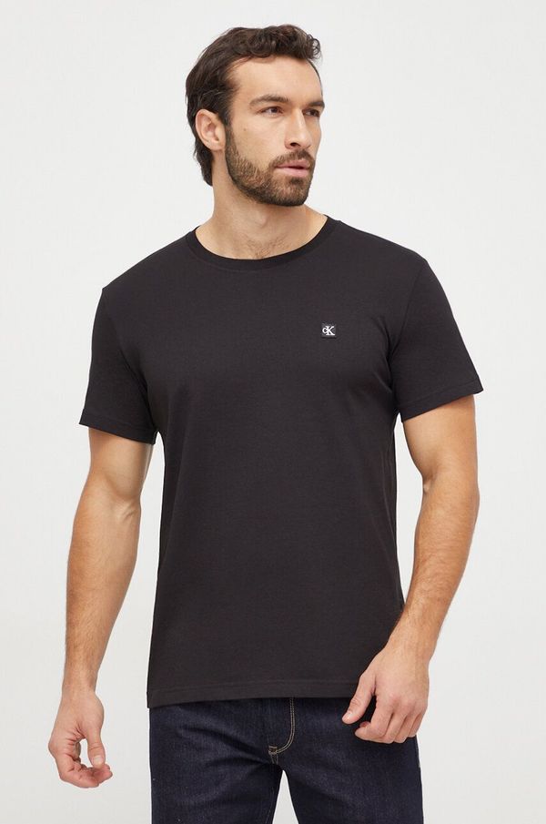 Calvin Klein Jeans Pamučna majica Calvin Klein Jeans za muškarce, boja: crna, bez uzorka