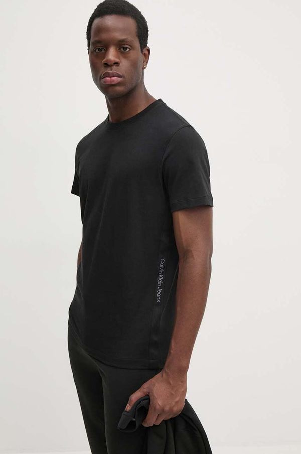 Calvin Klein Jeans Pamučna majica Calvin Klein Jeans za muškarce, boja: crna, bez uzorka, J30J326159