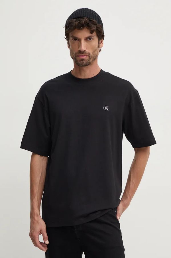 Calvin Klein Jeans Pamučna majica Calvin Klein Jeans za muškarce, boja: crna, bez uzorka, J30J326458