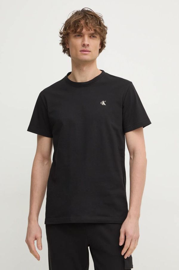Calvin Klein Jeans Pamučna majica Calvin Klein Jeans za muškarce, boja: crna, bez uzorka, J30J327402