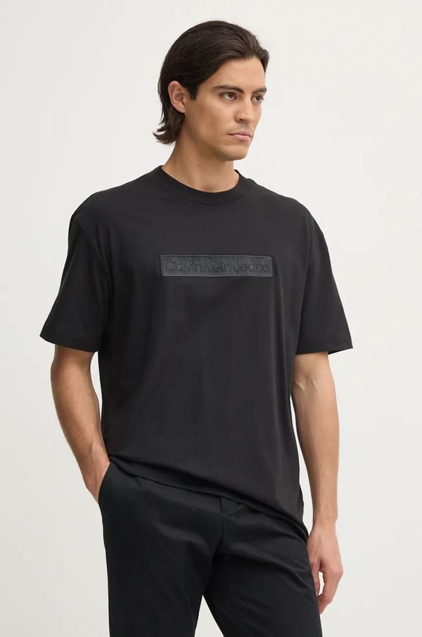 Calvin Klein Jeans Pamučna majica Calvin Klein Jeans za muškarce, boja: crna, s aplikacijom, J30J326205