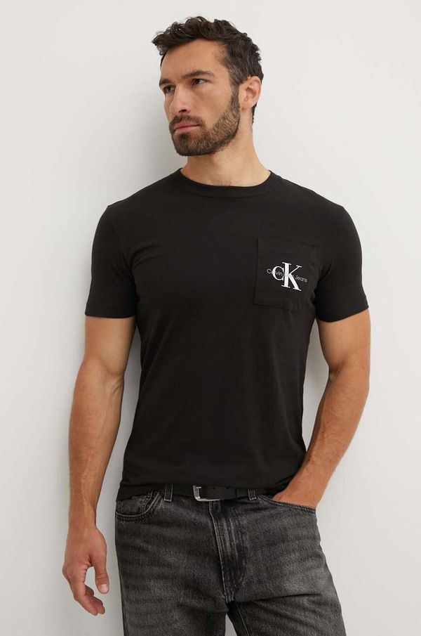 Calvin Klein Jeans Pamučna majica Calvin Klein Jeans za muškarce, boja: crna, s tiskom, J30J320936
