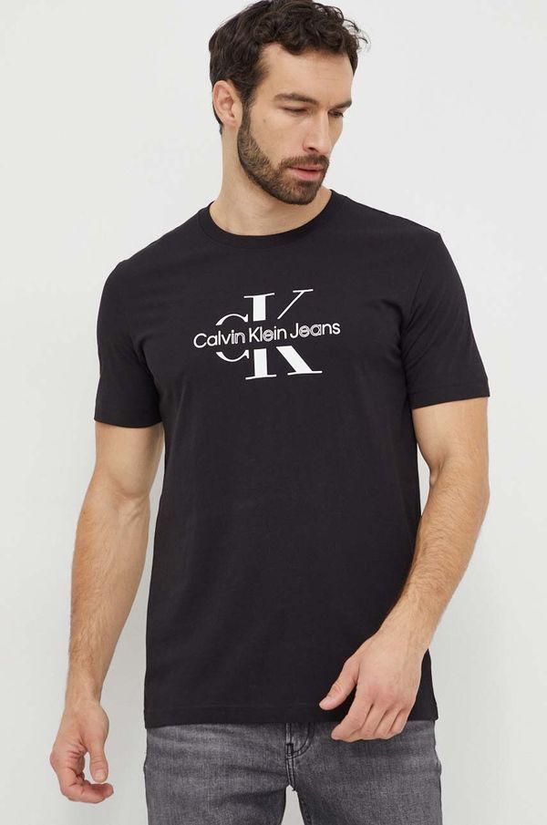 Calvin Klein Jeans Pamučna majica Calvin Klein Jeans za muškarce, boja: crna, s tiskom, J30J325190