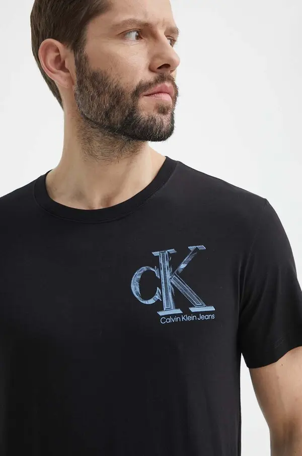 Calvin Klein Pamučna majica Calvin Klein Jeans za muškarce, boja: crna, s tiskom, J30J325498