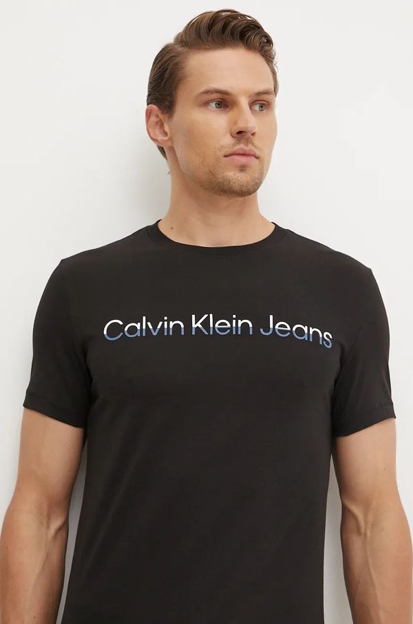 Calvin Klein Jeans Pamučna majica Calvin Klein Jeans za muškarce, boja: crna, s tiskom, J30J325676