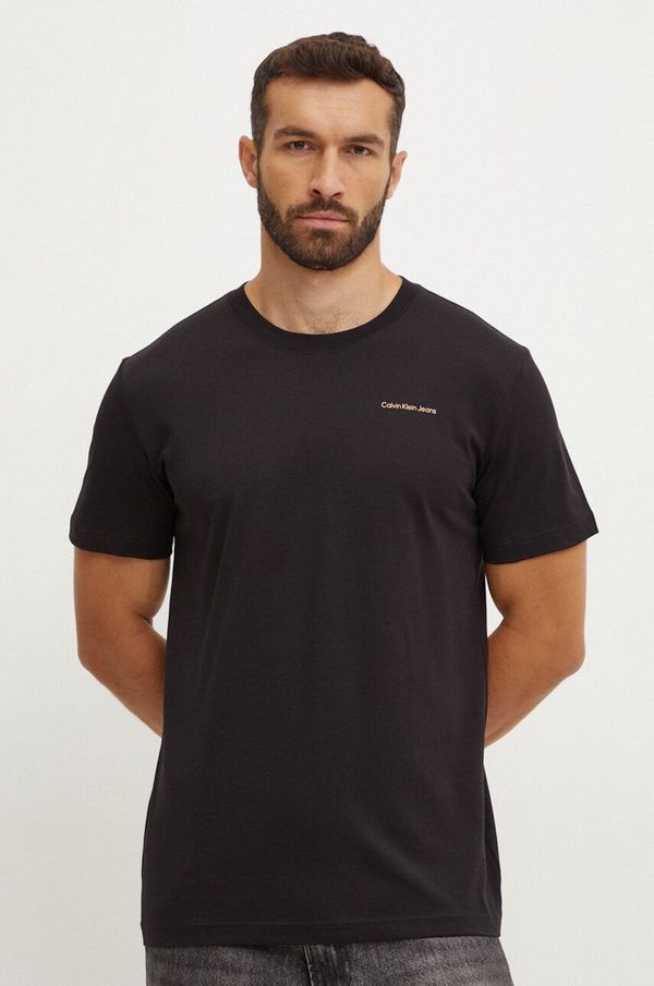 Calvin Klein Jeans Pamučna majica Calvin Klein Jeans za muškarce, boja: crna, s tiskom, J30J325679