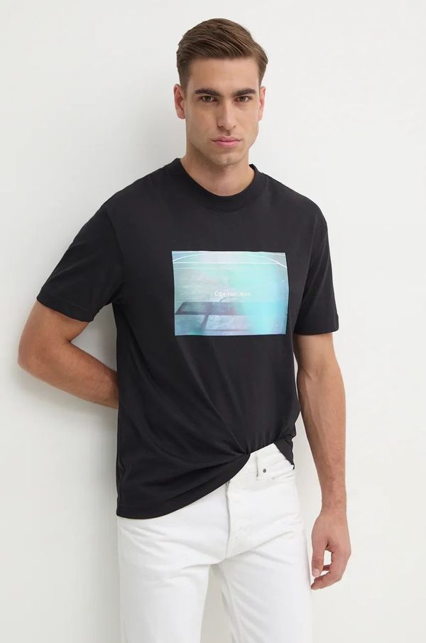 Calvin Klein Jeans Pamučna majica Calvin Klein Jeans za muškarce, boja: crna, s tiskom, J30J326869