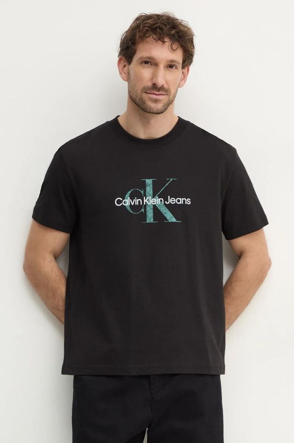 Calvin Klein Jeans Pamučna majica Calvin Klein Jeans za muškarce, boja: crna, s tiskom, J30J327086